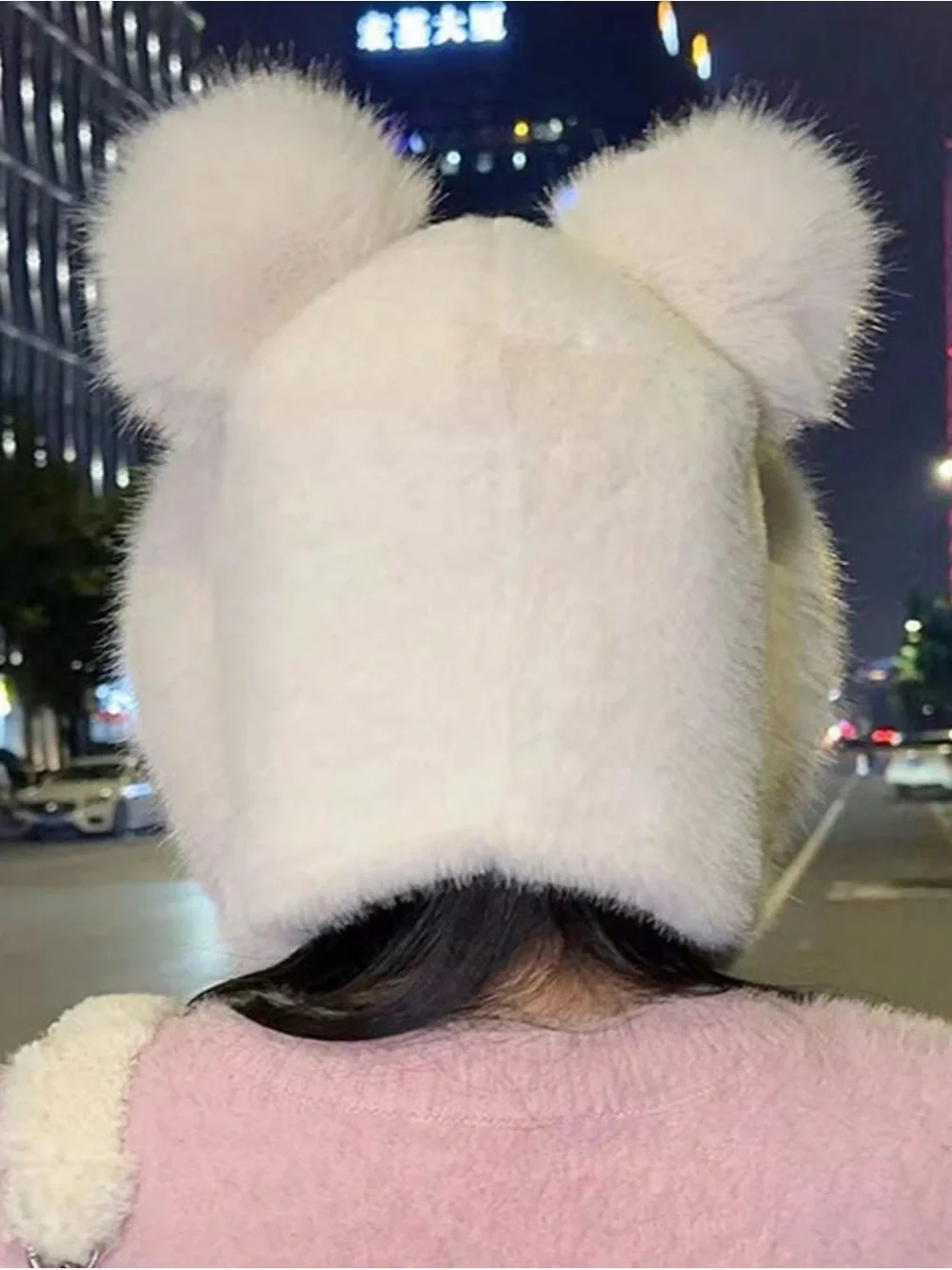 Cozy Light White Faux Fur Pom Hat